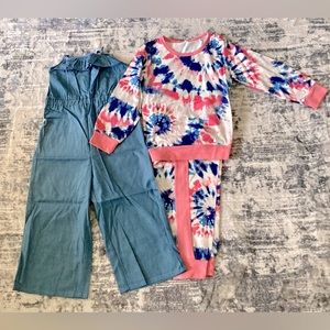 BUNDLE DEAL‼️Toddler Girls Ruffle Jumpsuit/ Toddler 2-piece Girls Tie Dye Set